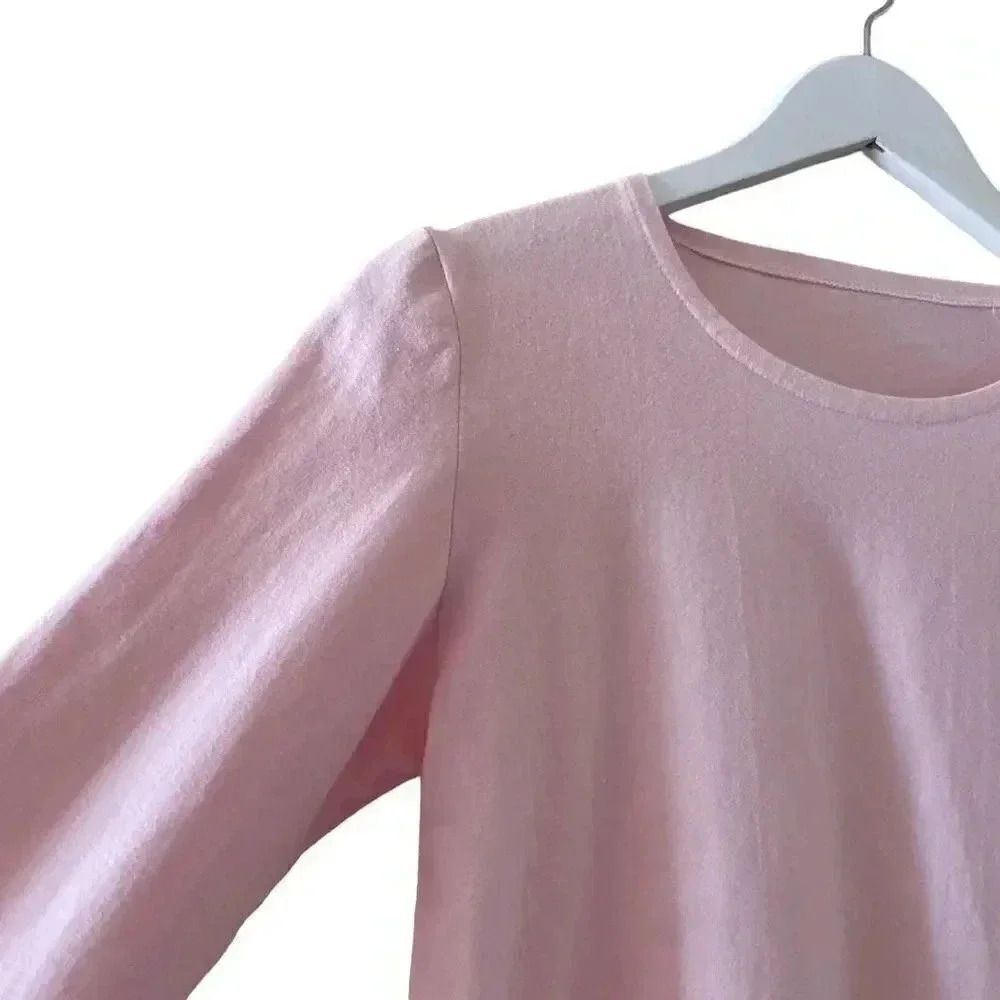 Pink Plain Solid Basic Essential Long Sleeves Top… - image 5